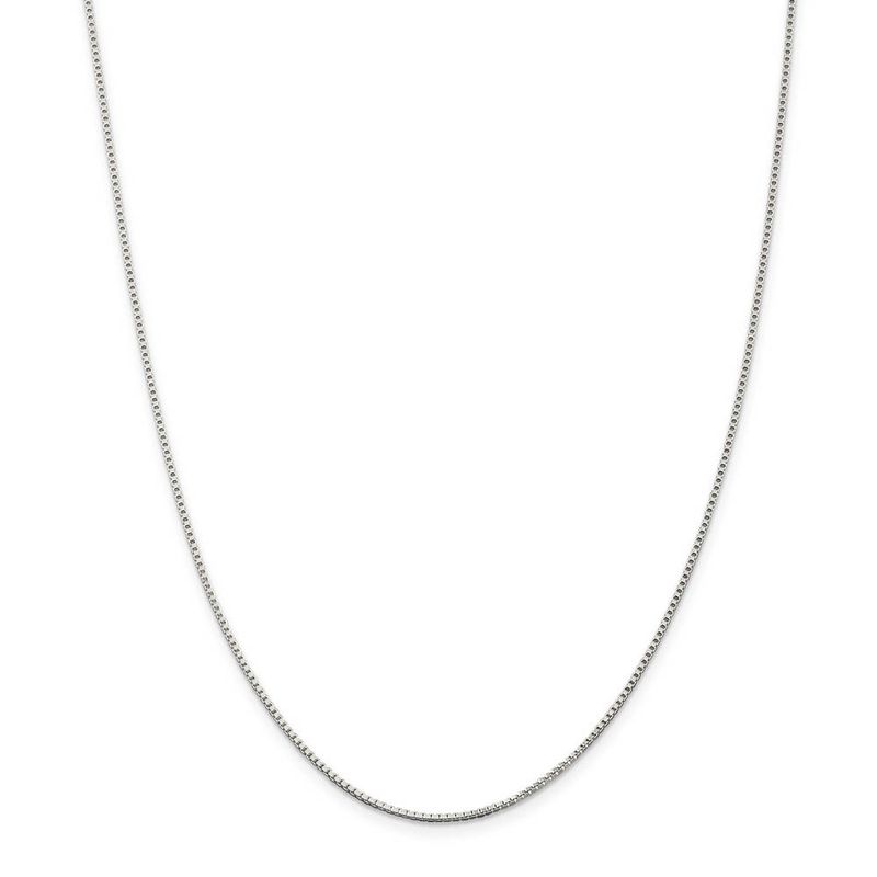 1.25mm Rhodium-Plated Sterling Silver Solid Box Chain Necklace, 28 In